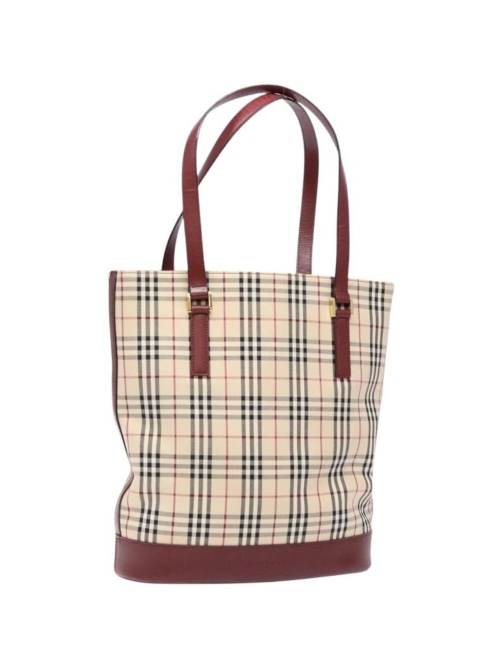 BURBERRY Nova Check Tote Bag Canvas Beige Gold